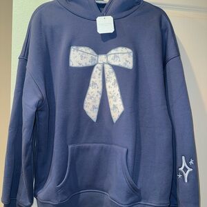 Altar'd State Blue Hoodie with Floral Lined Hood